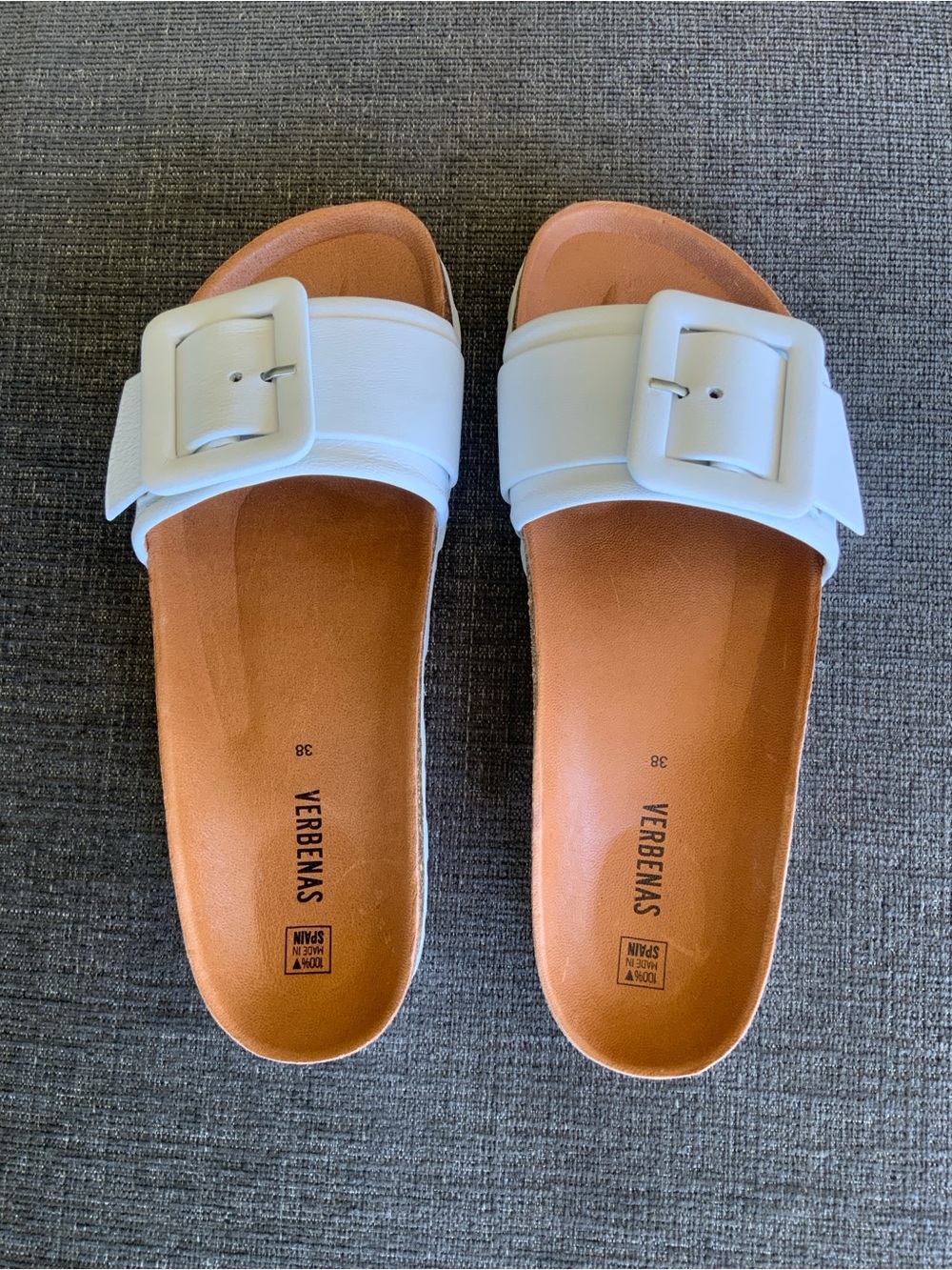 Verbenas Reiko White Leather Buckle Slide Women’s Size 7.5 US/38 EU NWOB - Picture 7 of 16